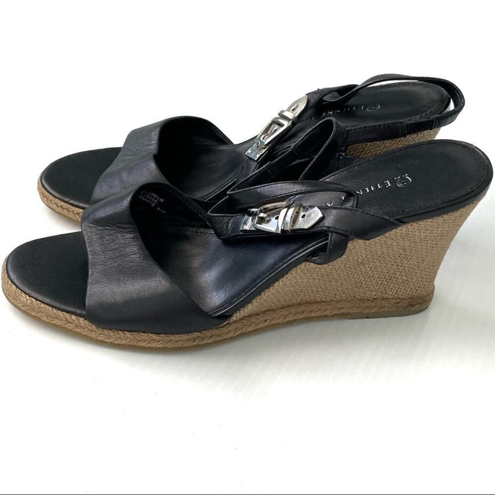 Etienne Aigner Roseann leather upper wedge sandals with buckle detail sz 8.5